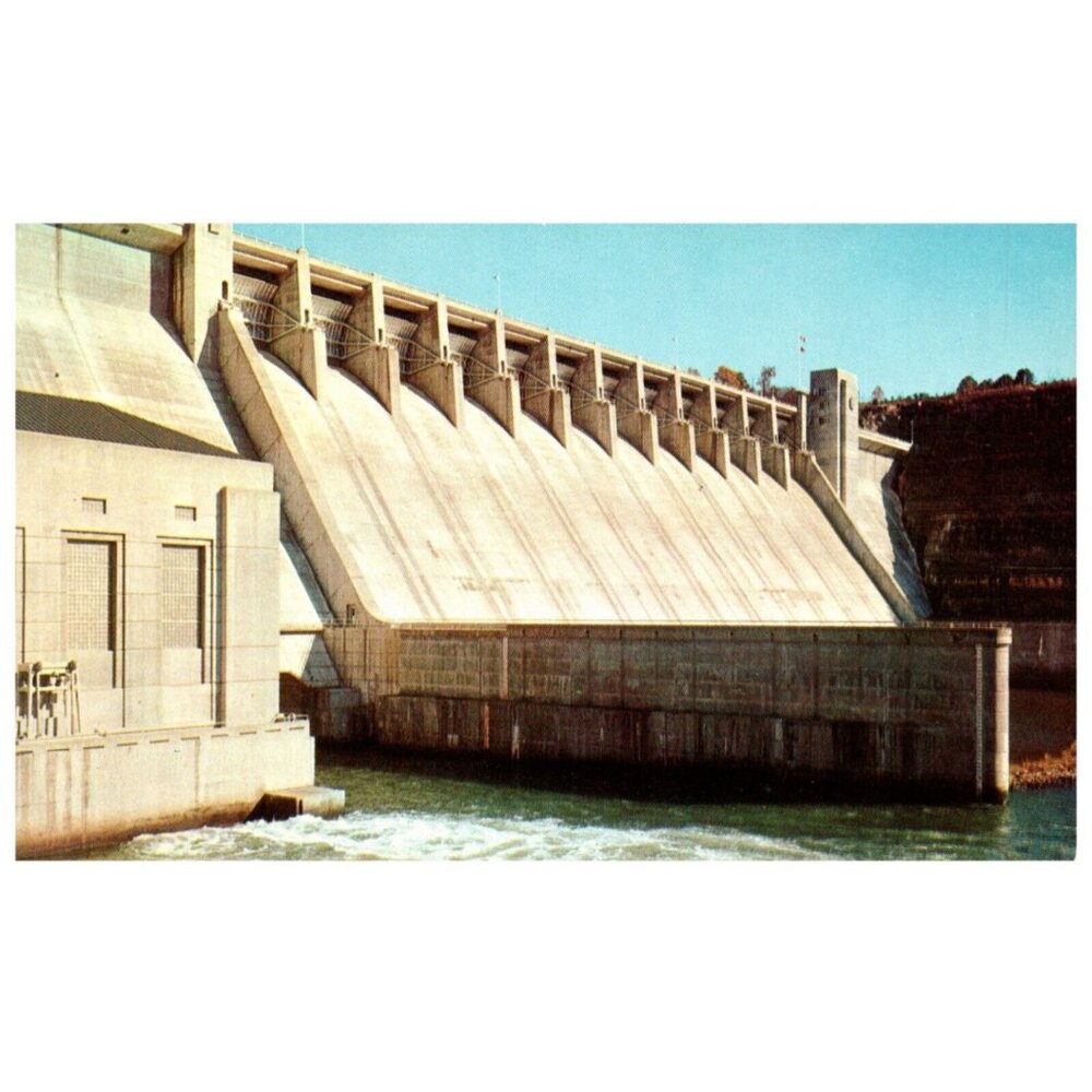 Postcard Chrome era Norfork Dam Near Mountain Home Arkansas Norfork River